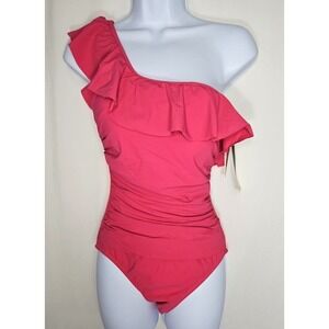 Profile by Gottex Tutti Frutti Ruffle One-Shoulder One-Piece Swimsuit Size 6 NWT